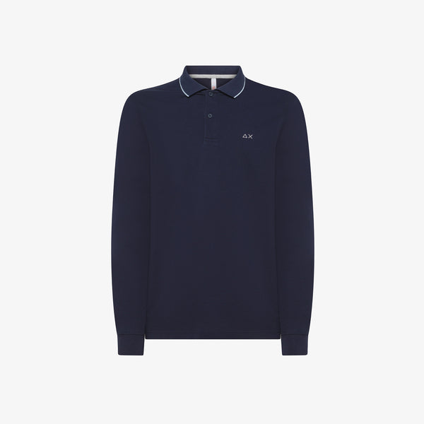 SUN 68 Polo in piquet di cotone Navy Blue