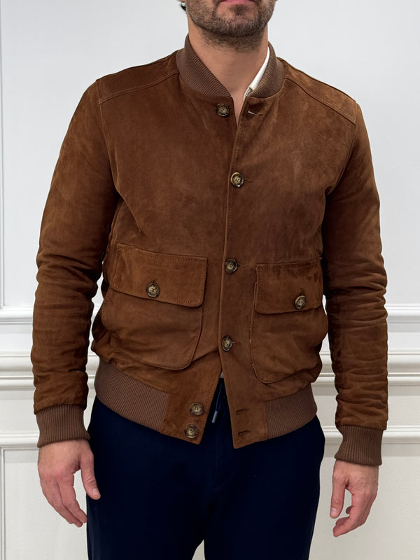 DESTEFANO INNER BOMBER IN PELLE SCAMOSCIATA