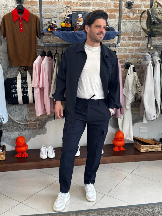 MICHELE CARBONE PANTALONE CARGO CON COULISSE NAVY